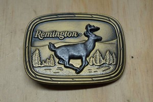 Vintage Remington Running White Tailed Deer Belt Buckle