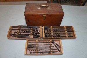 Wooden Tool Chest with Assorted Bits