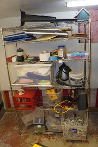 Metal Wire Shelf with Contents