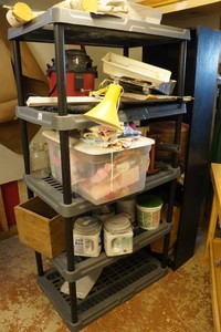 Plastic Shelf with Contents