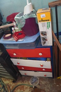 Wood Dresser with Contents - Paint and Concrete Tools