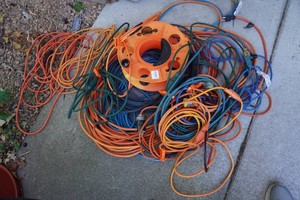 Assorted Extension Cords and Storage Reel