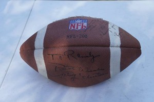 Autographed Football - Johnny Unitas, Chuck Foreman, Bill Brown, Bob Lurtsema