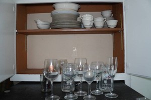 Assorted Kitchenware - Wine Glasses, Plates, Coffee Cups