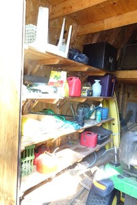 Assorted Hardware - Gas Cans, Watering Can, Chains, Chicken Wire