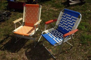 2 Vintage Woven Lawn Chairs