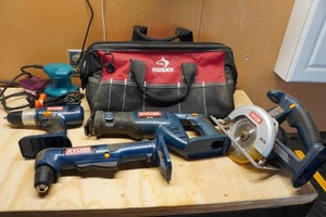 Husky Tool Bag with Assorted Power Tools - No Batteries