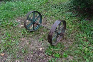 Antique Cast Iron Wagon Wheels and Axle