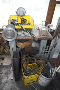 Bench Grinder, Scrap Metal, Work Light, Hoses