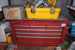 Metal Tool Chest with Assorted Tools