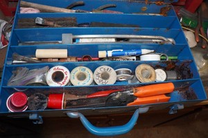Metal Tool Box with Electrical Supplies
