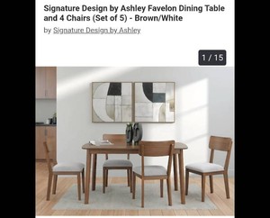Ashley Favelon 5-piece Dining Table and Chairs Set - BrownWhite