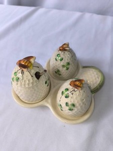 3 Piece Egg Shaped Bee Salt and Pepper Shaker with Sugar Container- 3 piece set with base included