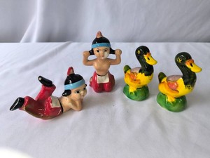 Ducks and Native American Boys Salt and Pepper Shakers-2 Sets
