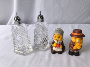 Pilgrim Bears and Cut Glass Salt and Pepper Shakers-2 sets