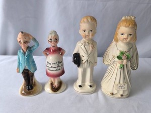 Bride and Groom and Pregnant Couple Salt and Pepper Shakers -2 Sets