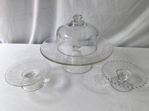 Small Cake Stands with Glass Topper- Lot of 4