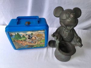 MICKEY MOUSE Memorabilia- Lunchbox & Figure-Lot of 2