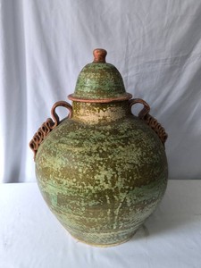 Large-Size Storage Jar with lid with Ornate Handles