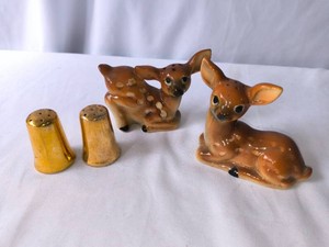 Fawns and Small Gold Salt and Pepper Shakers-2 Sets