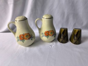 Hall Orange Poppy and Leaf Motif Salt and Pepper Shakers-2 Sets