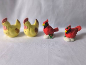 Roosters and Cardinals Salt and Pepper Shakers-2 Sets