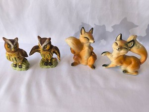 Owls and Fox Salt and Pepper Shakers-2 Sets