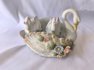 Swan Salt and Pepper and Swan Dish