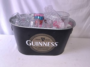 Metal Guinness Bucket and Shot Glasses Lot