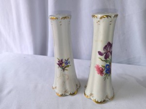 Ceramic Flower Motif, Swans and Clear Glass Salt and Pepper Shakers-3 sets