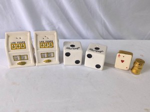 Slot machines, Dice, Cards and Chips Salt and Pepper Shakers-3 Sets