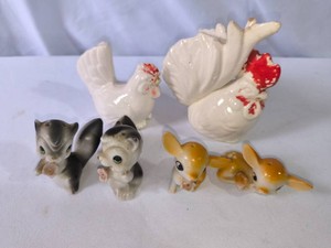Roosters, Squirrels and Fawns Salt and Pepper Shakers-3 Sets