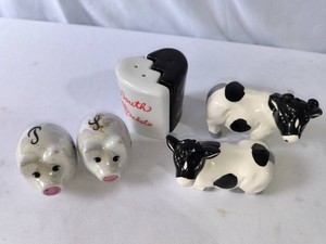 Pigs, South Dakota and Cows Salt and Pepper Shakers-3 Sets