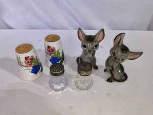 Floral,Mice and Clear Glass Salt and Pepper Shakers-3 sets