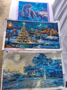 Diamond Paintings-lot of 3-Tigers,Christmas and Scenery