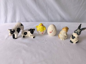 Cows,Hatching Chicks and Bunnies Salt and Pepper Shakers-3 Sets