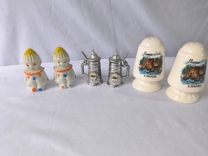 Clowns,Beer Steins and Canada Salt and Pepper Shakers-3 sets
