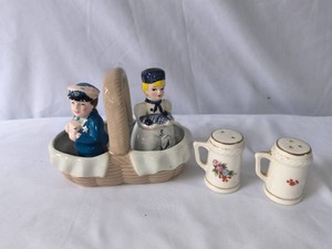Cop and Dutch Girl and Mugs Salt and Pepper Shakers-2 sets