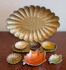 Serving Dish Assortment - Julia Knight Peony Platter & Leaf Dishes