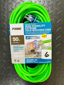 -NEW-  PRIME 50ft Neon Green Lit-End  EXTENSION CORD 123