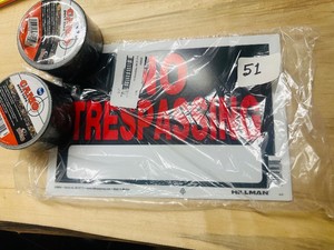(6) NO TRESSPASSING SIGNS & 2 ROLLS CAMO TAPE