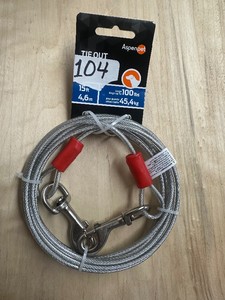 15 ft DOG TIE OUT CABLE - 100 lbs max - new