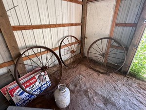 Lot of 3 48 antique steel wheels