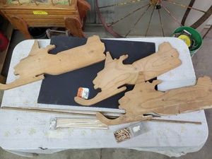 Craft lot dowels , snowmobile sign blanks and foam board