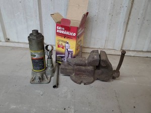 Small bottle jack and small vice
