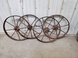4 antique 20 steel cart wheels