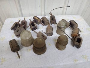 Lot of insulators and telephone line connectors