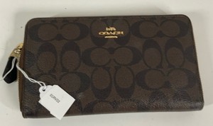 Brown Coach Wallet Slim with Zipper