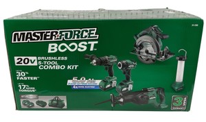 Masterforce BOOST 20-Volt Brushless Cordless 5-Tool Combo Kit New in Original Box