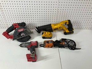 Dewalt Reciprocal Saw 2 Batteries, Rigid Multi Tool, Milwaukee Circular Saw & Hammer Drill No Batteries